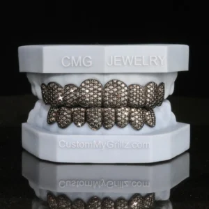 Iced Out Honeycomb Setting Black Moissanite