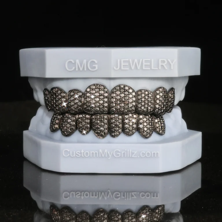 Product image: Iced Out Honeycomb Setting Black Moissanite