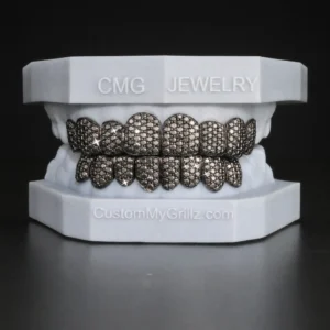 Iced Out Honeycomb Setting Black Moissanite