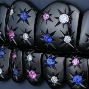 Custom Black Rhodium Galaxy Starburst Gemstone Grillz alternate view