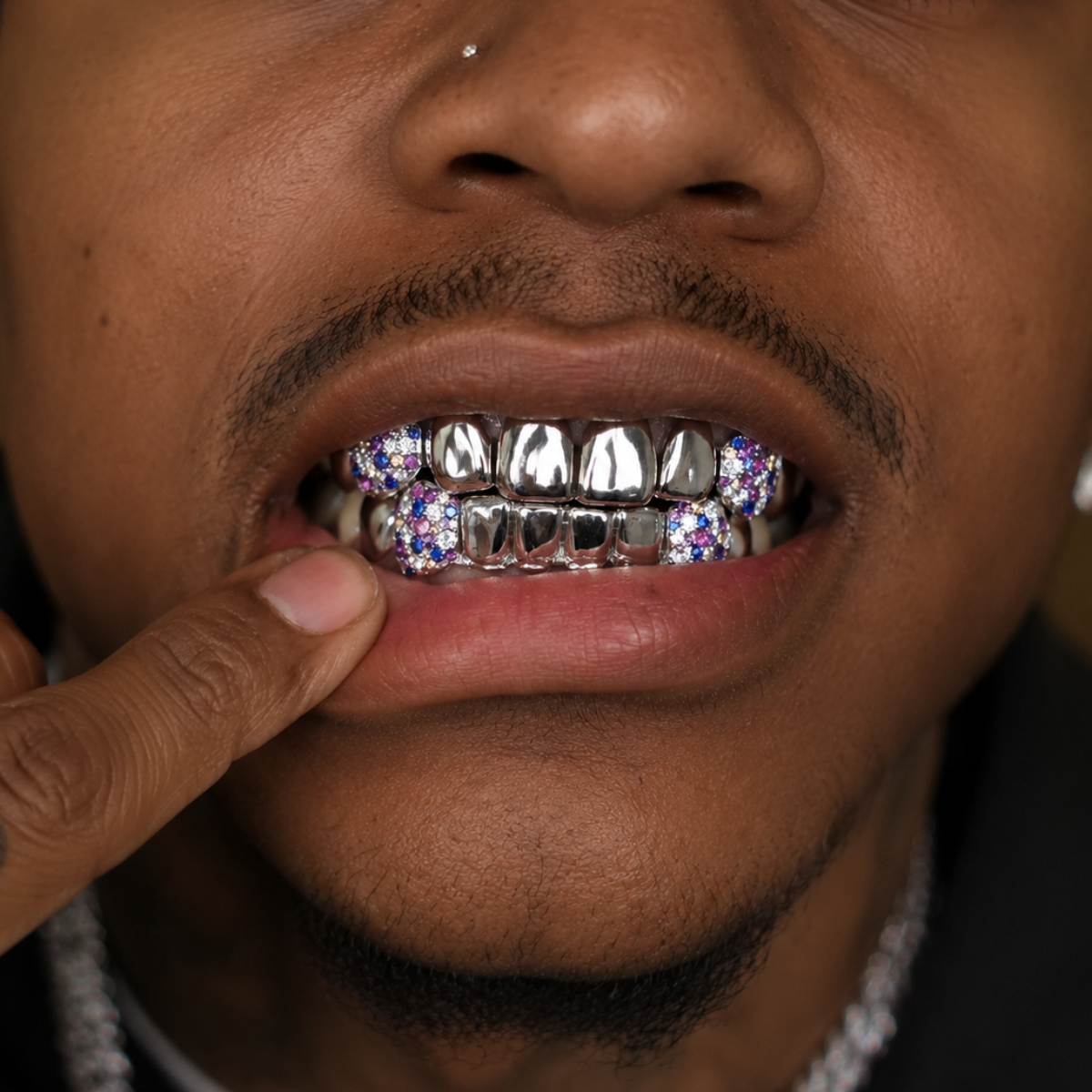Floral Bloom Iced Out Canine Grillz