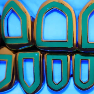 Green Luminous Open Face Full Set Gold Grillz alternate view