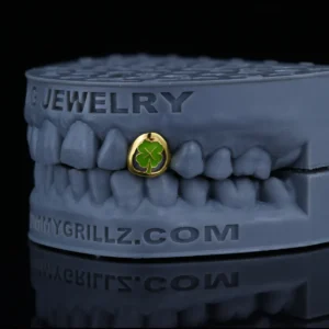 LUCKY CLOVER OPEN FACE ENAMEL GRILLZ