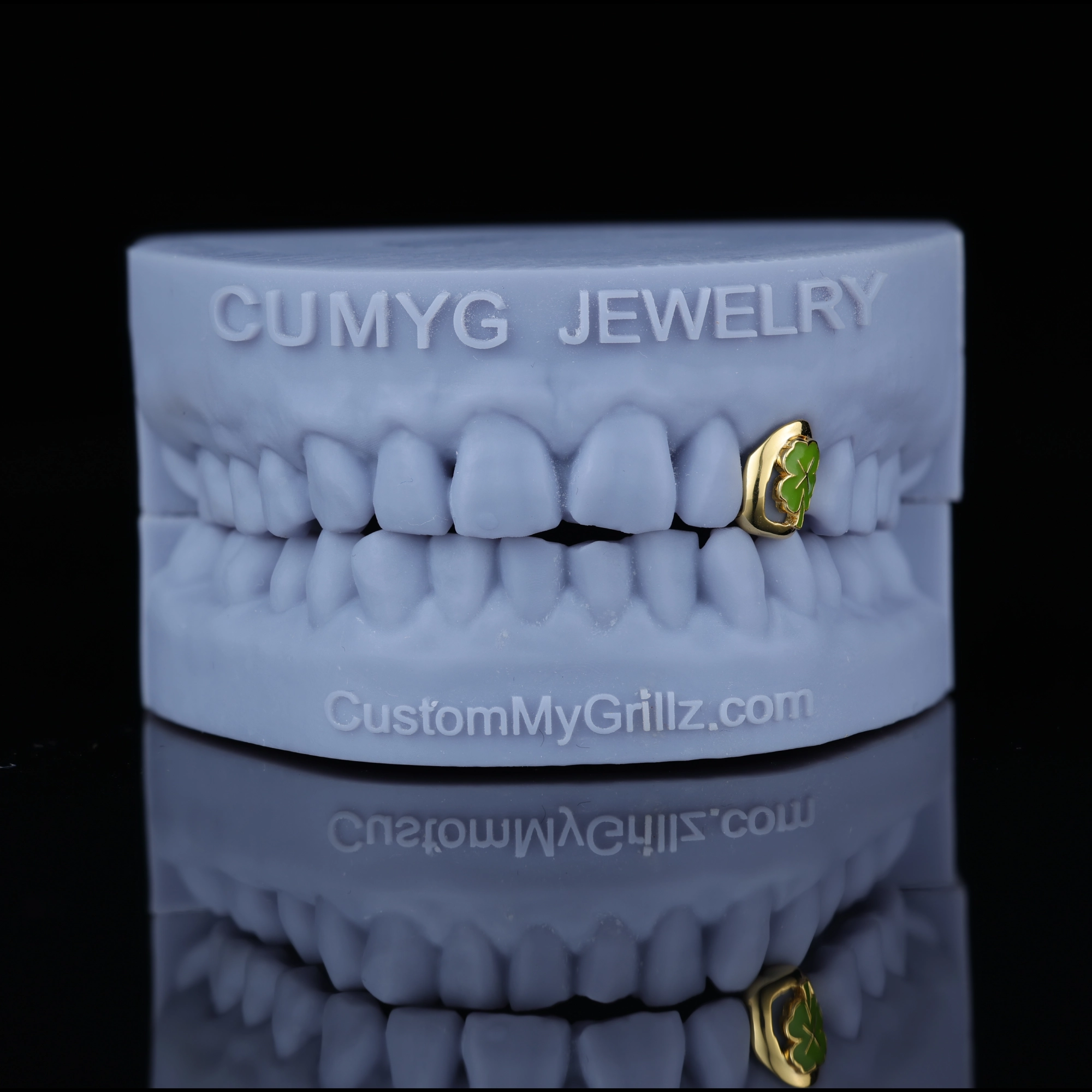 LUCKY CLOVER OPEN FACE ENAMEL GRILLZ