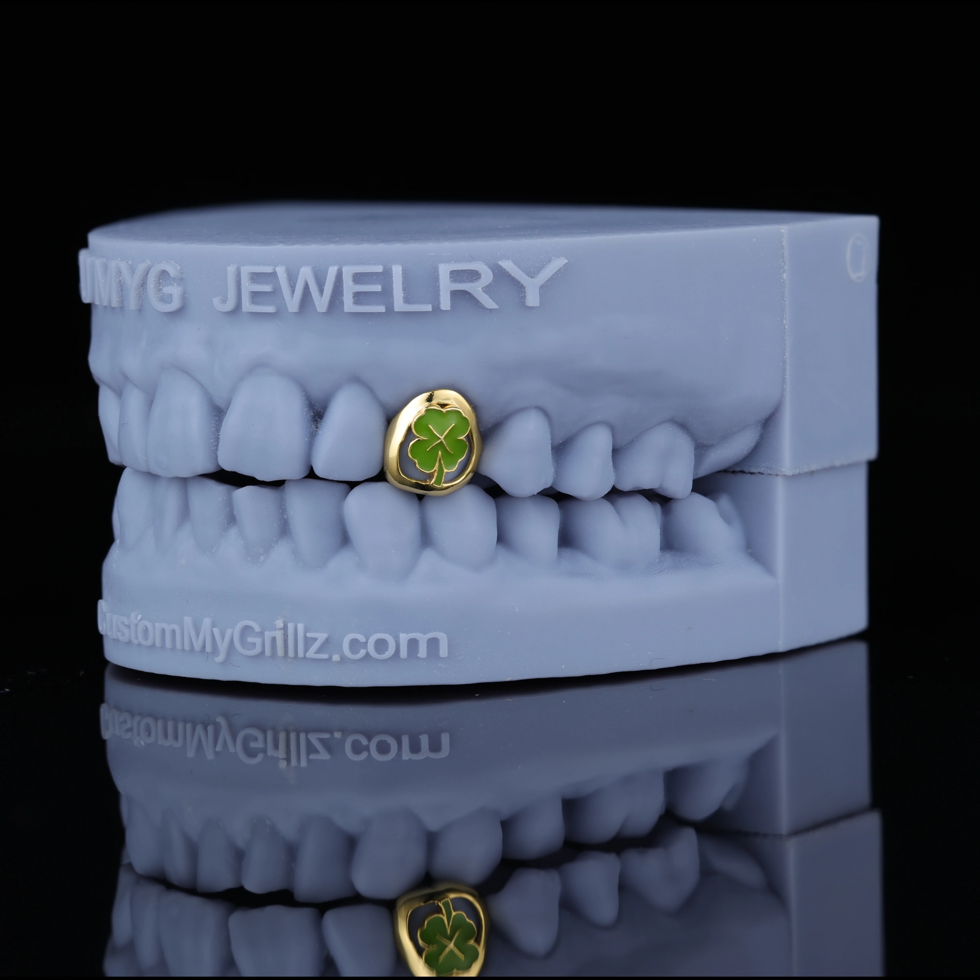 LUCKY CLOVER OPEN FACE ENAMEL GRILLZ