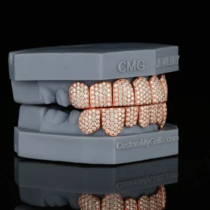 STRAIGHT BITE LINE FULLY ICED HONEYCOMB SETTING ROSE GOLD alternate view