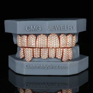 STRAIGHT BITE LINE FULLY ICED HONEYCOMB SETTING ROSE GOLD