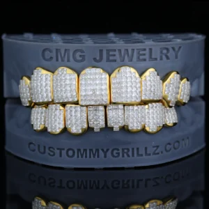 INVISIBLE SQUARE CUT DIAMOND GRILLZ | GOLD PLATED