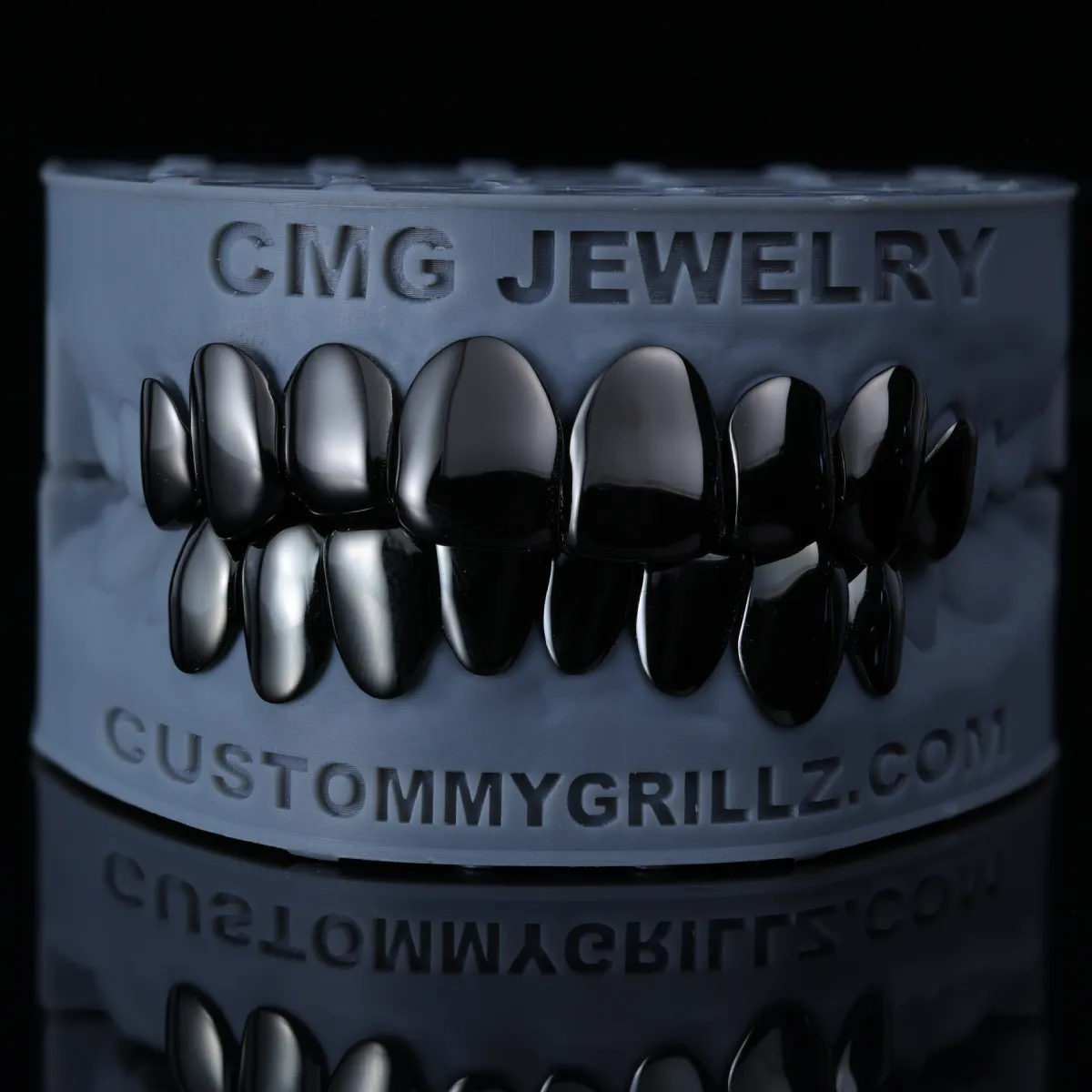 BLACK RHODIUM PLAIN FULL SET GRILLZ – MULTICOLOR E-PLATING OPTIONS - Image 4