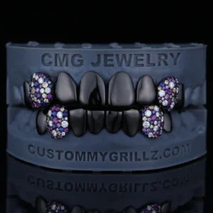 Floral Bloom Iced Out Fangs Grillz | Multiple Electroplating Colors Available