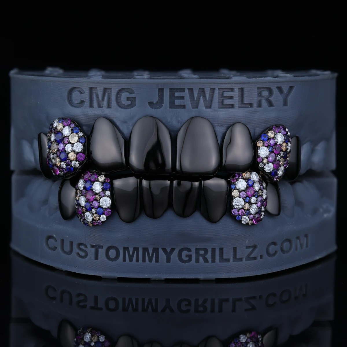 Floral Bloom Iced Out Fangs Grillz | Multiple Electroplating Colors Available
