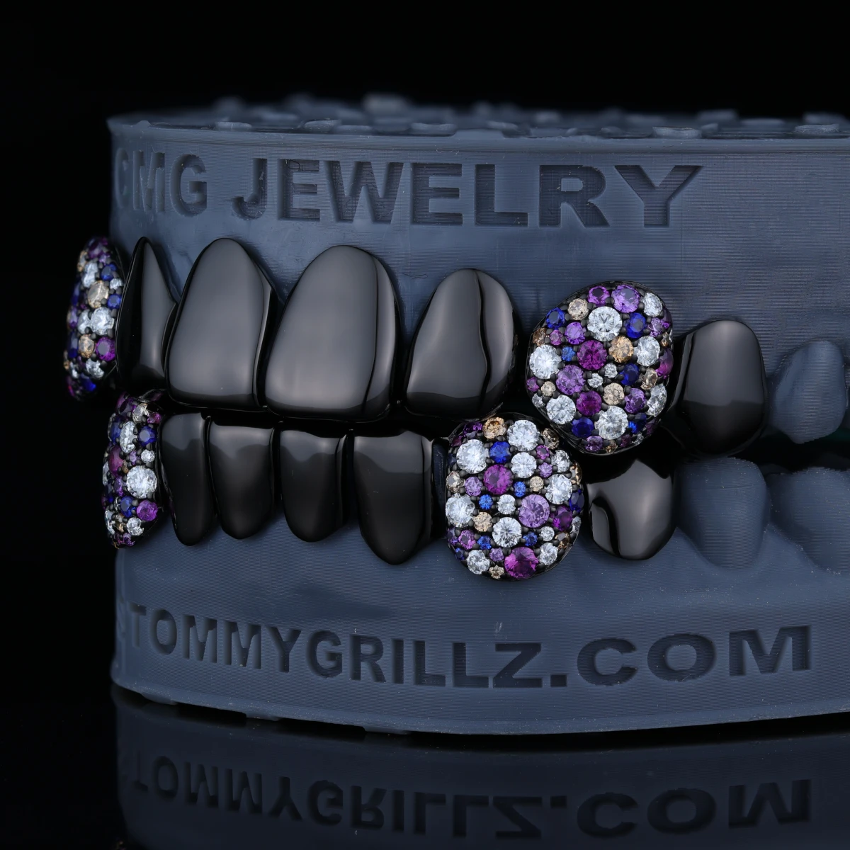 Floral Bloom Iced Out Fangs Grillz | Multiple Electroplating Colors Available - Image 5