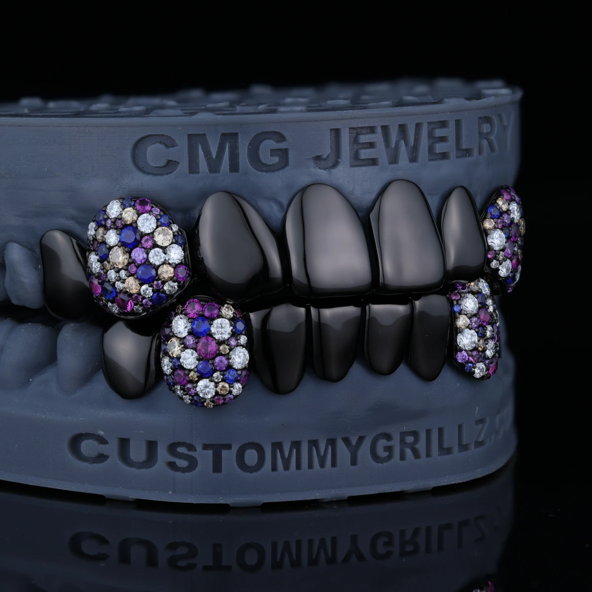 Floral Bloom Iced Out Fangs Grillz | Multiple Electroplating Colors Available - Image 3