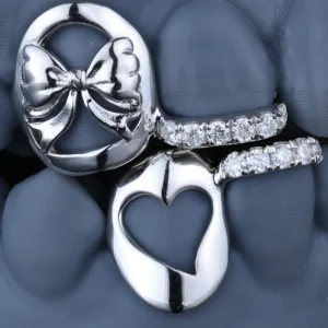 Heart Hollow Bowknot Iced Out Fangs Teeth Custom Grillz alternate view