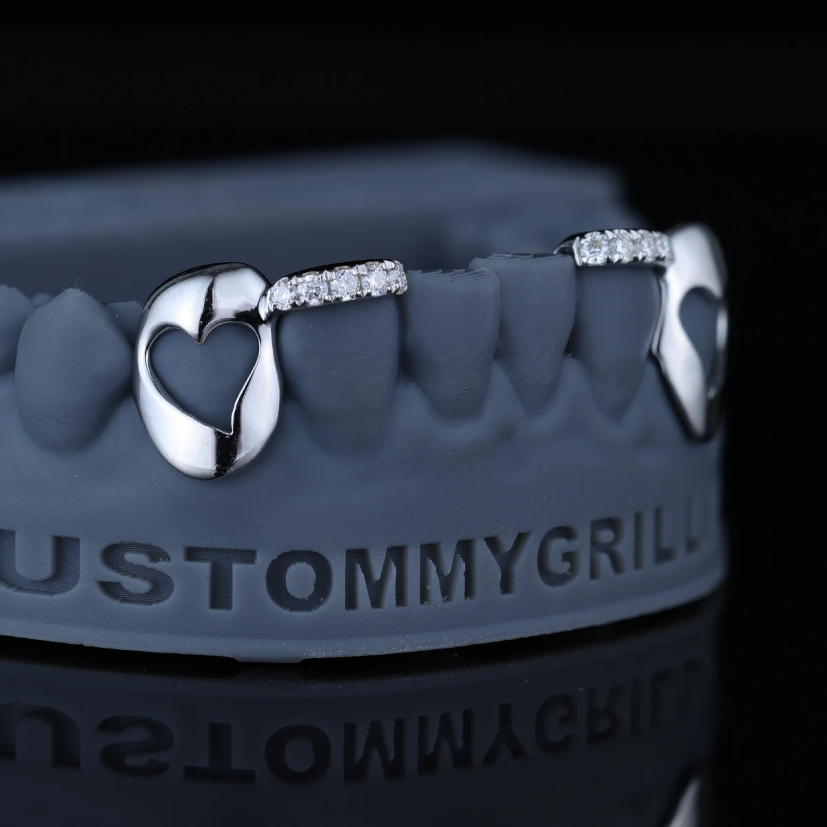 Heart Hollow Bowknot Iced Out Fangs Teeth Custom Grillz - Image 4