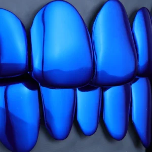 Sapphire Blue High Polish Custom Grillz | Multicolor E-Plating Options alternate view
