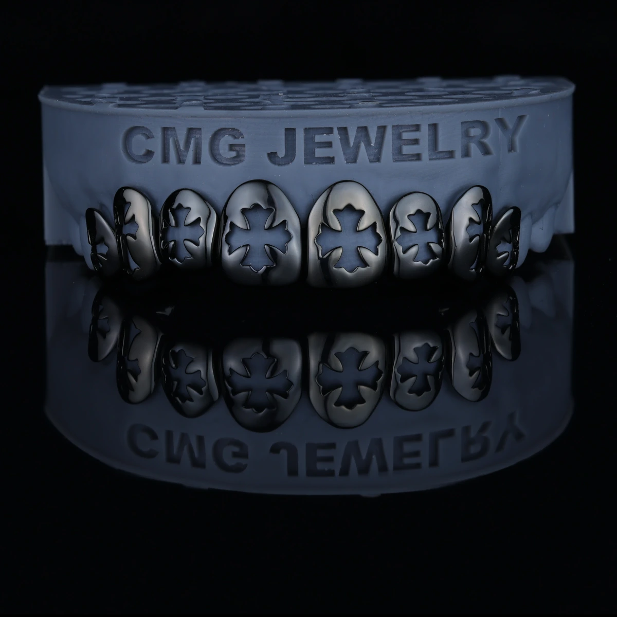 MidnightGhost Gothic Floral Cross Pattern Grillz - Image 4