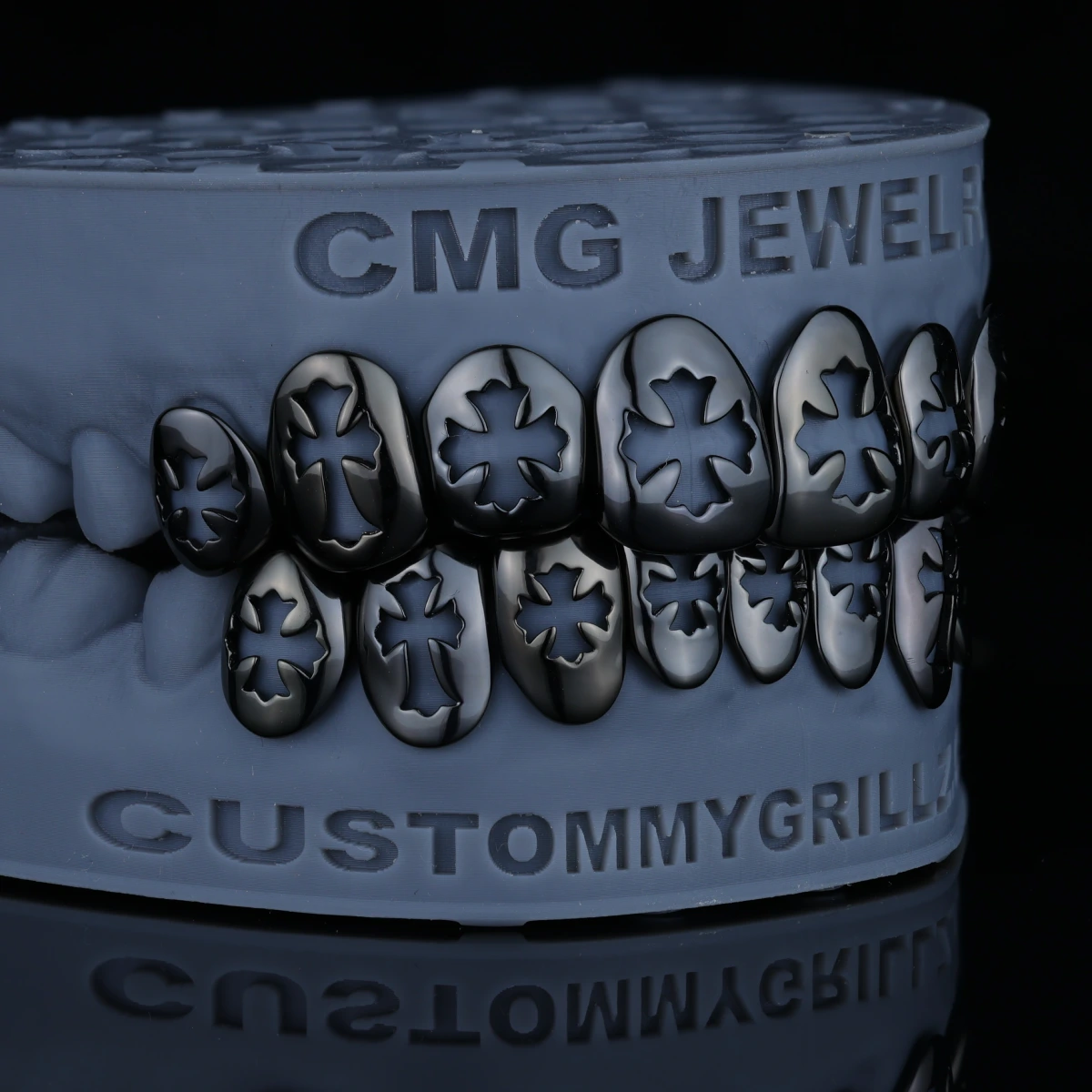 MidnightGhost Gothic Floral Cross Pattern Grillz - Image 5