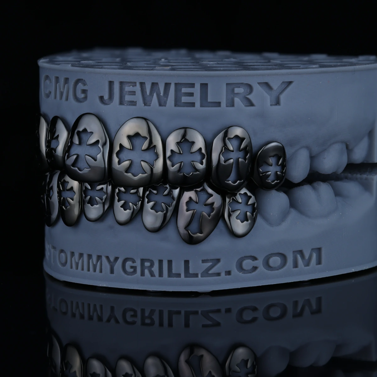 MidnightGhost Gothic Floral Cross Pattern Grillz - Image 3