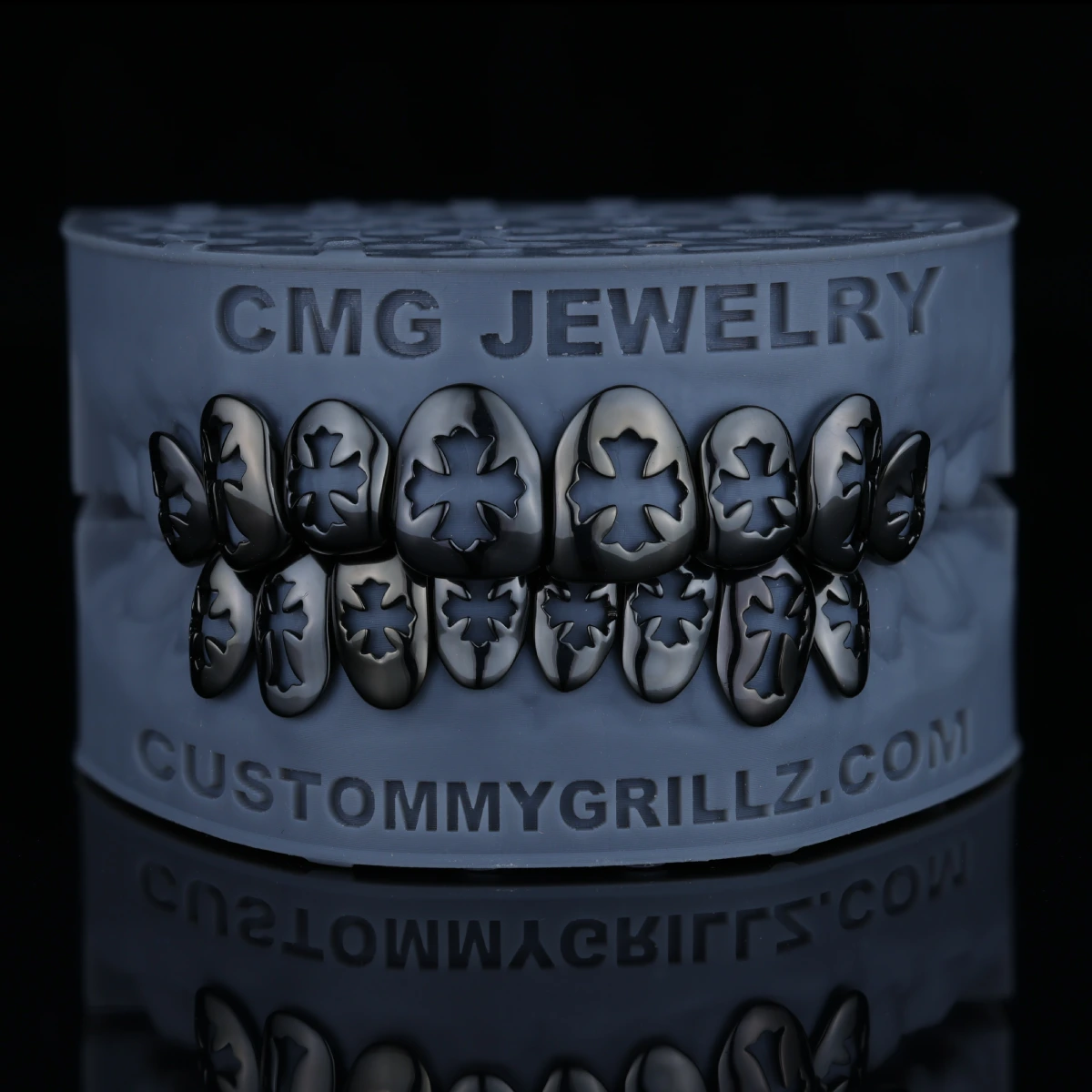 MidnightGhost Gothic Floral Cross Pattern Grillz - Image 6