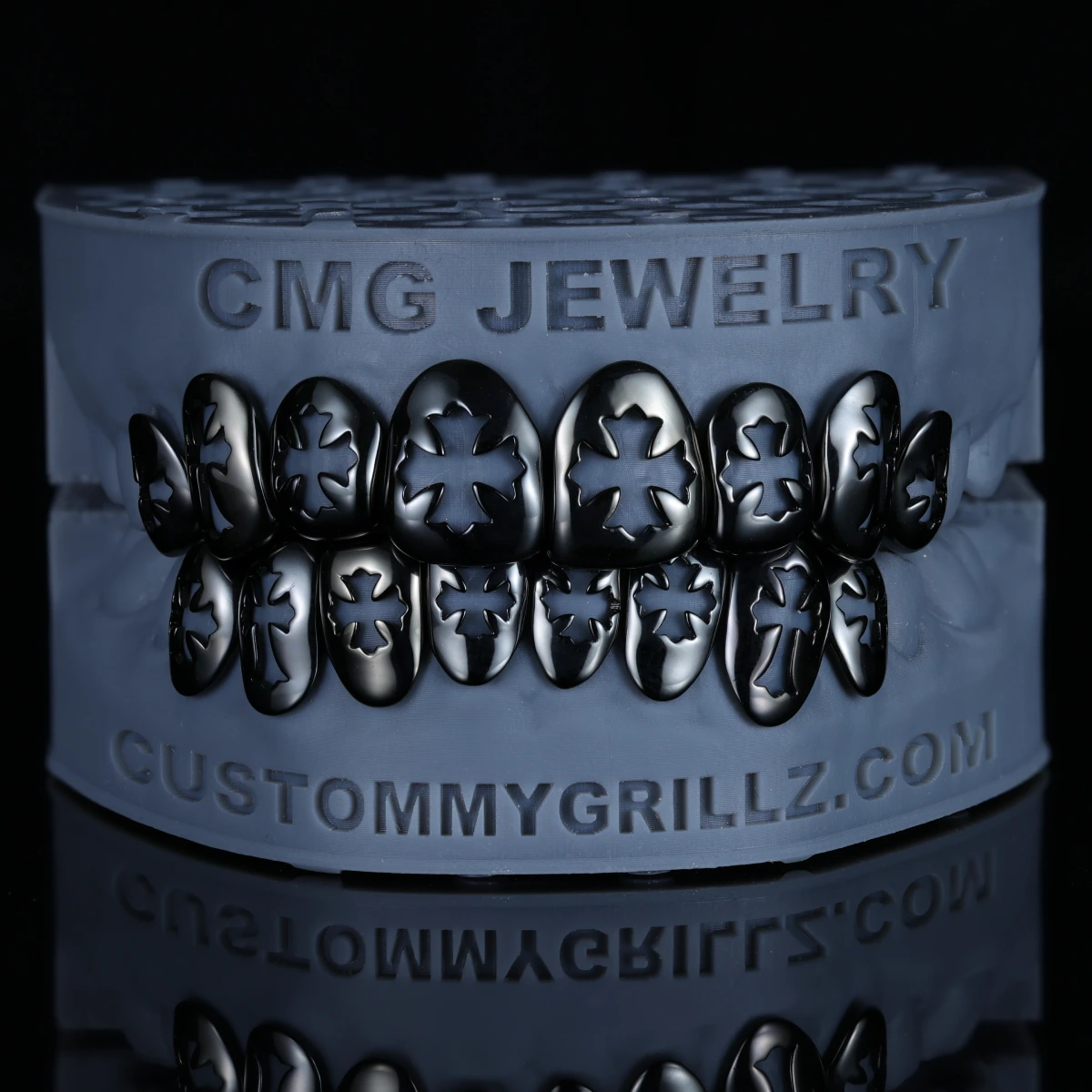 MidnightGhost Gothic Floral Cross Pattern Grillz