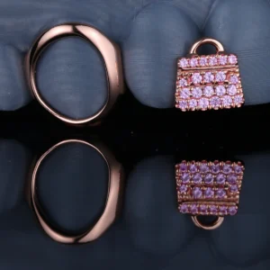 Mini Handbag Grillz with Gemstone Accents | Fashionable Statement Partial Grillz alternate view