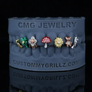 Whimsical Wonderland – Colorful Flower, Mushroom & Teddy Bear Charm Grillz
